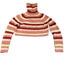 Cotton Candy LA Pink Fuzzy Sweater Top Small Boho Barbiecore Cozy Fairy Core