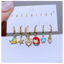 new 6pcs girl princess Cartoon Dangle Earrings Set Fashion Women Party Jewelry