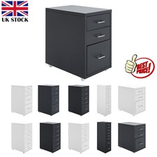 3/8/10 Drawers Home Office Metal Filing Cabinet Cupboard Drawer Unit on Castors