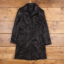 Vintage Jones New York Leather Jacket S 90s Stitching Trench Black Womens