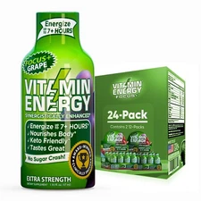 (24 Pack) Vitamin Energy® Focus+ Grape Energy Shots, Clinically Proven