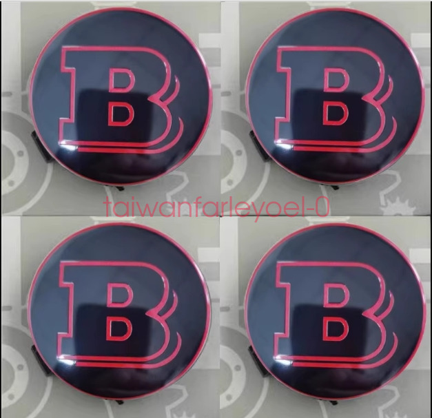 Mercedes Centre Caps 75mm Brabus Emblems Logo Alloy Wheel Badges Gloss RED Black