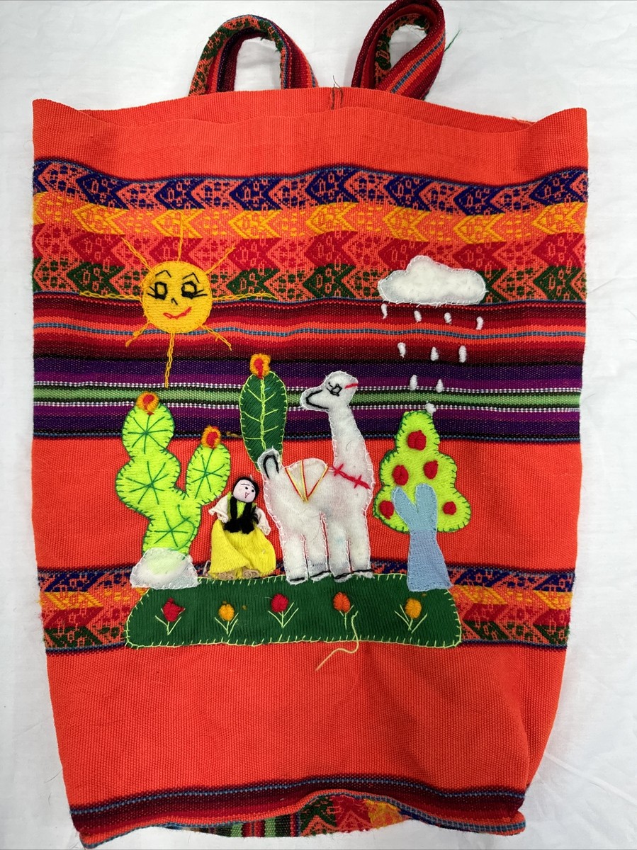Backpack Rainbow Applique Llama Kids Bag Drawstring Woven  display picture 3