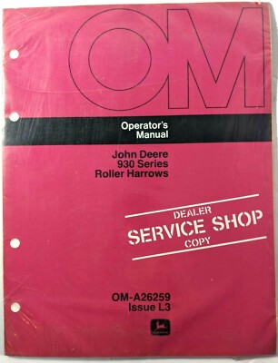 VTG John Deere 930 Series Roller Harrows Operators Manual Dealer Copy 1970s Farm
