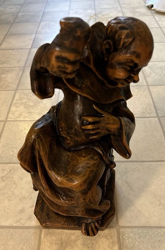 Mönch aus Wachs auf Bierfass, ca. 32 cm hoch, dekorative Figur