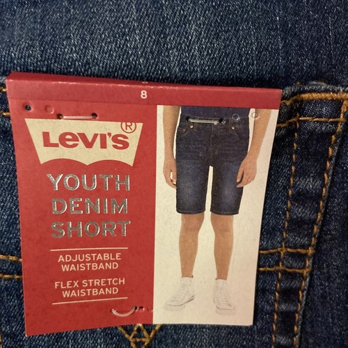 LEVIS 511 BOY'S ADJUSTABLE WAISTBAND STRETCH DENIM SHORTS DARK BLUE NEW 8 Reg - Picture 3 of 9