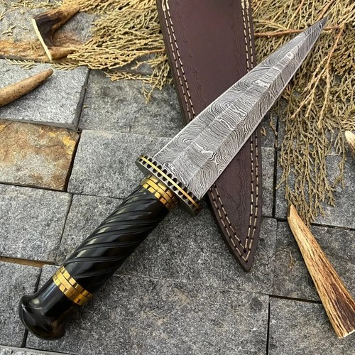 Sharp edges CUSTOM Hand forged hunting Dagger Bowie knife W/Sheath - Picture 4 of 7