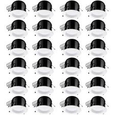 24 Pack 6" LED Dimmable Baffle Recessed Downlight, Retrofit Recessed Lighting