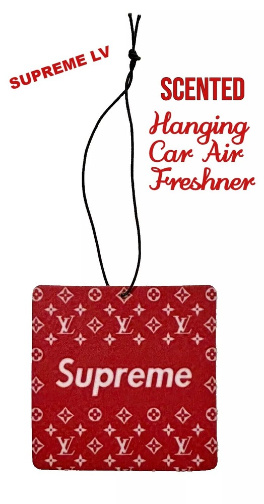 Car Air Freshner  - Supreme LV Logo Red  & White Double Sided -  Sealed