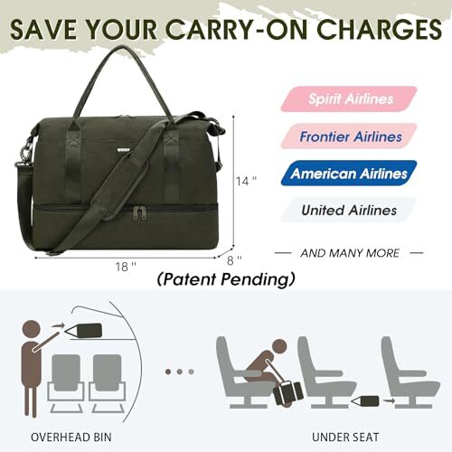 For Spirit Airlines 18x14x8 Personal Item Bag Underseat Carry On Bag