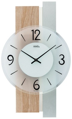 AMS 9554 Wanduhr modern 40 cm x 23 cm x 6 cm Wanduhren modern Holzuhren Wanduhr