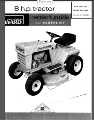 Montgomery Ward ZYJ-1398A Tractor Owner parts Manual Comb Bound