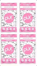 PUR Xylitol Chewing Gum BUBBLEGUM 55 Pieces, 4 Pack Sugarless Vegan Pure