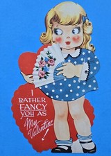 1930-1940s Die Cut Mechanical Valentines Card Carrington Co Vintage Signed Glued