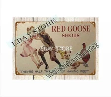 man cave wall decor RED GOOSE SHOES kids dog metal tin sign
