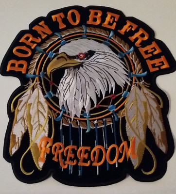 Patch Aufnäher Born to be free Freedom Adler Eagle Flag Biker Vest 27 x 30 cm