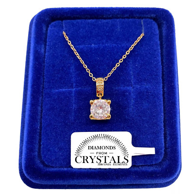 Halskette Punto Luce Quadrat 8mm Pl. Gelbgold 18k mit Kristallen Zirkone S/13