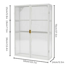 Retro Cabinet White Wall-Mounted Metal Storage Cabinet with Detachable Shelves