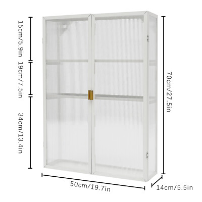 Kitchen & Bathroom Haze Double Glass Door Wall Cabinet With Detachable Shelves