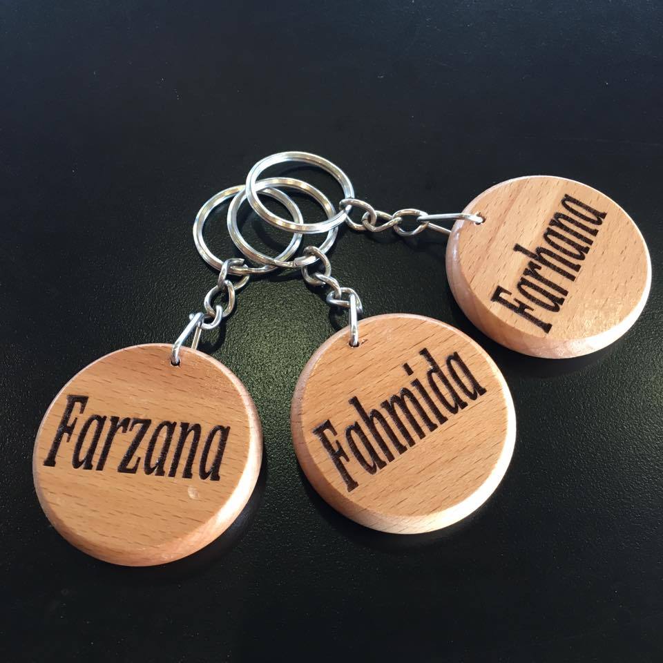 PERSONALISED ARABIC NAMES WOODEN KEYRINGS KEYCHAINS GIFT KEY FOB BILAL ...