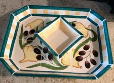 1996 2 Piece Chip & Dip Set * Bowl & Tray * Italian Inspired Design * Vintage *