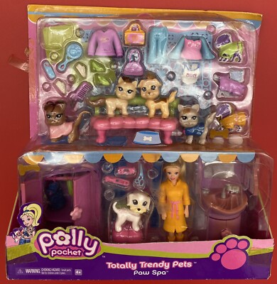 RARE!!! Polly Pocket Totally Trendy Pets Paw Spa Playset 2006