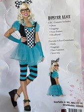 HIPSTER ALICE in Wonderland Girl Halloween Costume Junior M/L 12-14