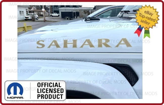 2x Jeep Wrangler SAHARA Hood Vinyl Decals Graphics Stickers JK Tan Brown FK2D2 - Image 3 of 4