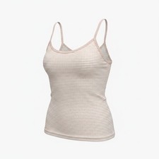 Brandy Melville Pink White Striped Pointelle Camisole Lace Trim Tank MW922L