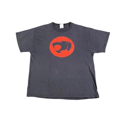 Vintage Thundercats T Shirt Mens Large Black Red Logo Graphic Delta Pro Weight