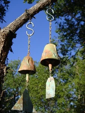 Paolo Soleri SMALL BELL DUO  2 Bronze Wind Bells Complimentary Tone & Appearance