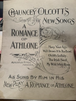 M 1885 9x12 CHAUNCEY OLCOTT Music Revue Sheet Music A ROMANCE OF ATHLONE