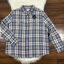 The Normal Brand Men's Size XXL Mineral Blue Mountain Overshirt Shirt Button Up