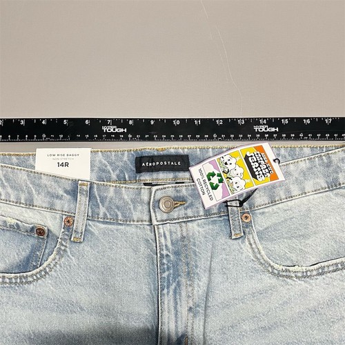 Aeropostale Low Rise Baggy Jeans Women 14R Light Wash Y2K 100% Cotton Denim - Picture 9 of 14