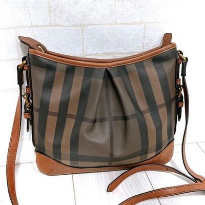 Burberry PVC Schultertasche Crossbody verstellbarer Riemen Geldbörse passt 25...