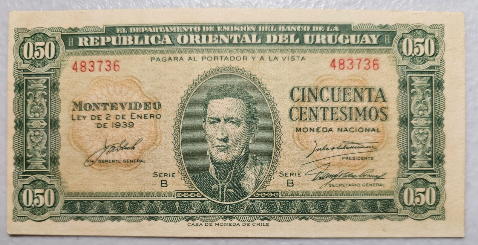 Uruguay 50 Centesimos 1939-66