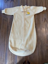 Carter's Vintage Baby Clothes Yellow Fleece Sleep Sack Swimming Duck One Size
