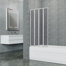4 Fold Bath Shower Screen 800X1400mm Spa Collapsing Safety Glass Over Door Panel