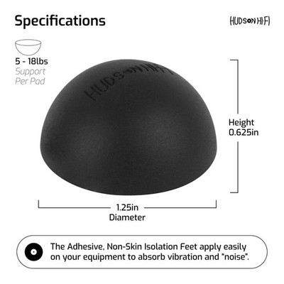 Hudson Hi-Fi Platinum Silicone Hemisphere Non-Skid Isolation Feet w/ Adhesive