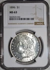 NGC MS-63 1896-P Morgan Silver Dollar, Cartwheeling Luster w/ PQ Surfaces.
