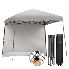 Patiojoy Pop Up Tent 10' X 10' Slant Leg Canopy W/ Roll-up Side Wall Grey