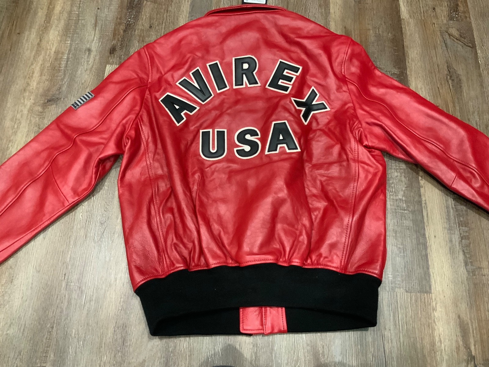 New Avirex Genuine Leather Red Bomber Jacket USA Leather Jacket Mens - XL