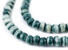 Green Rustic Bone Mala Beads 6mm Nepal Round Large Hole 21 Inch Strand