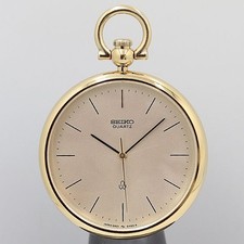 Boxed Working Excellent Condition Seiko 2621 0460 Silver Dial QZ Pocket Watch N