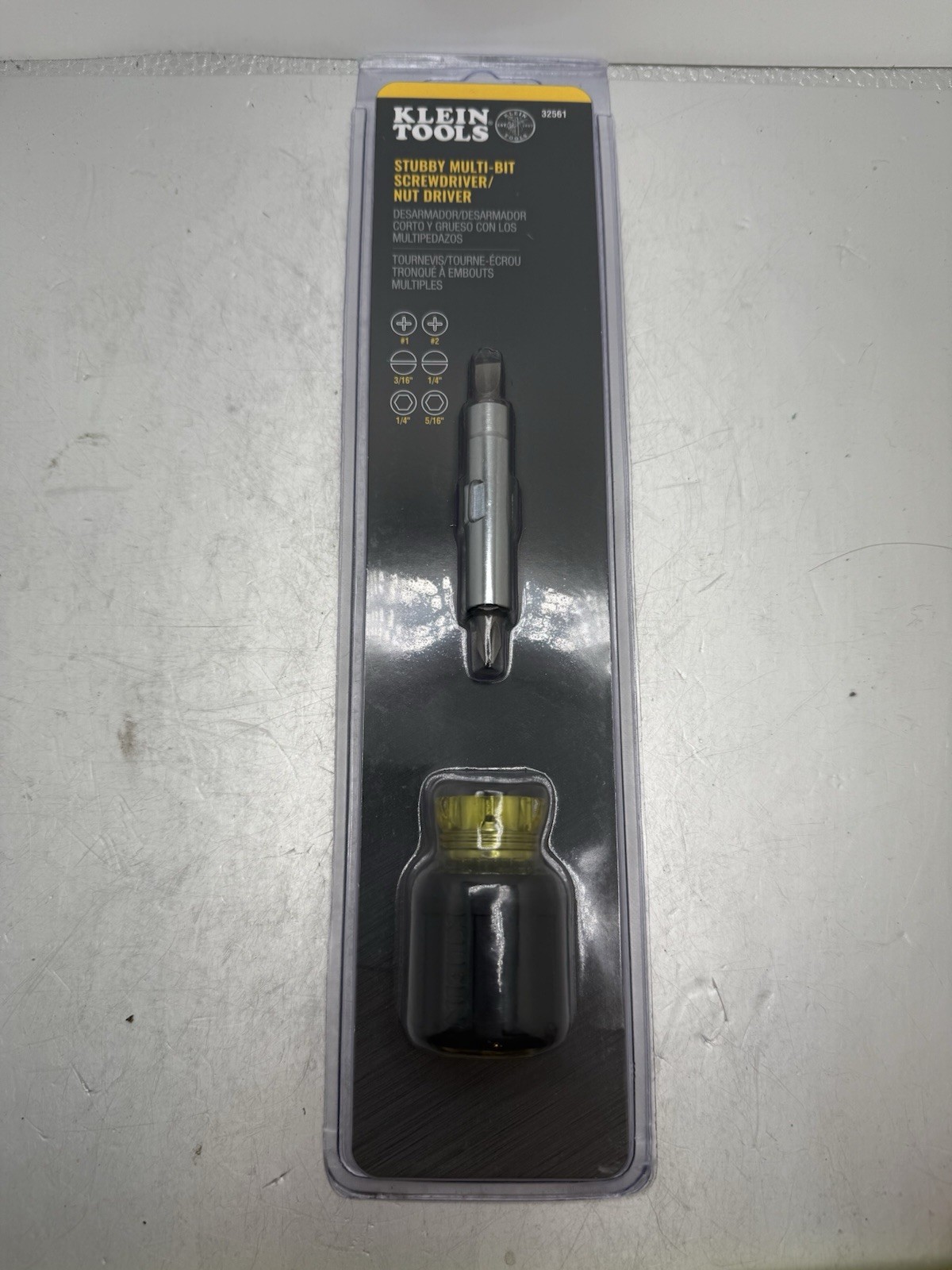 Klein Tools 32561 Multi-Bit Screwdriver / Nut Driver, 6-in-1 Stubby Screwdriver