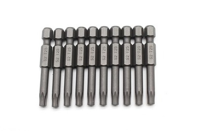 10 pc T25 Torx Star Head Screwdriver Bit Set, S2 Steel 6 Point T-25 Reduced Roun