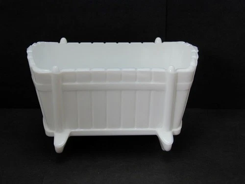 Vintage Indiana Milk Glass Rocking Baby Cradle Planter Candy Dish Bowl Flower