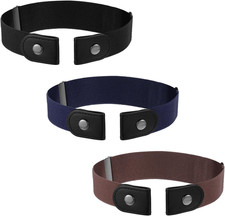 3 PCS No Buckle Stretch Belts for Toddler, 3 Colors Kids Adjustable Elastic
