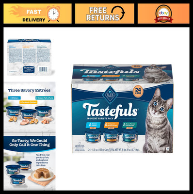 Natural Wet Cat Food Variety Pack - Chicken, Turkey, Ocean Fish & Tuna, 24 Cans