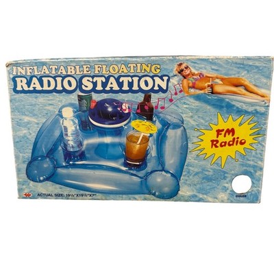 Vintage Inflatable Floating Radio Station Pool Drink Holder FM Radio New in Box
